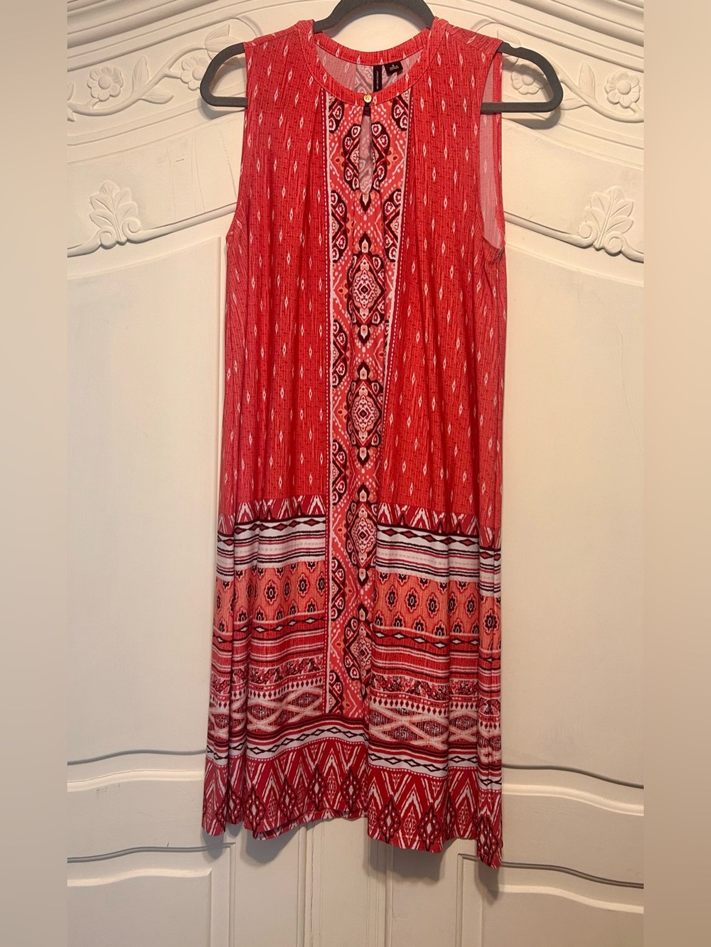 New Directions Coral Printed Boho Maxi Dress